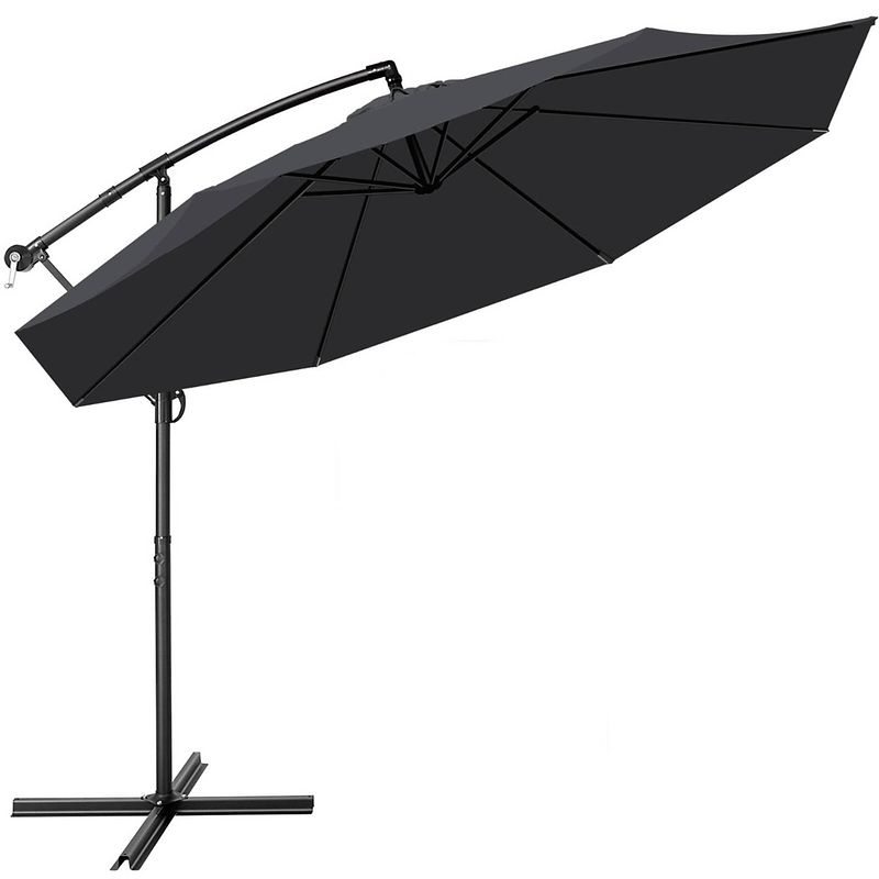 Foto van Tillvex parasol ø 3m antraciet-zweefparasol -hangparasol- vrijhangende parasol- tuinparasol- slinger-balkon- aluminiu...