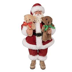 Foto van Haes deco - kerstman deco figuur 16x8x28 cm - rood - kerst figuur, kerstdecoratie