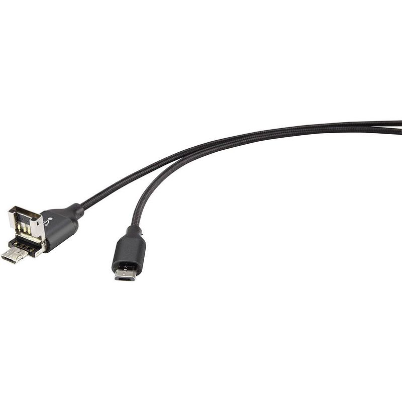 Foto van Renkforce usb-kabel usb 2.0 usb-a stekker, usb-micro-b stekker 1.00 m zwart met otg-functie, vergulde steekcontacten rf-4489587