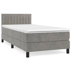 Foto van The living store boxspringbed - lichtgrijs - 203x100x78/88 cm - fluweel - pocketvering