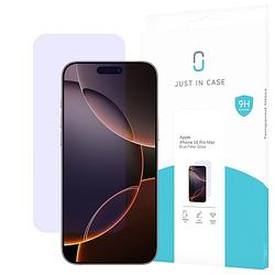 Foto van Just in case blue filter tempered glass voor apple iphone 16 pro max smartphone screenprotector