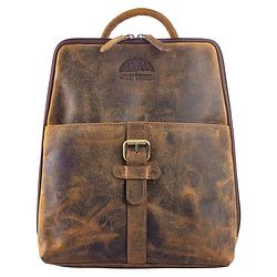 Foto van Wild woods compacte leren dames rugtas - backpack / rugzak - buffelleer - vintage bruin