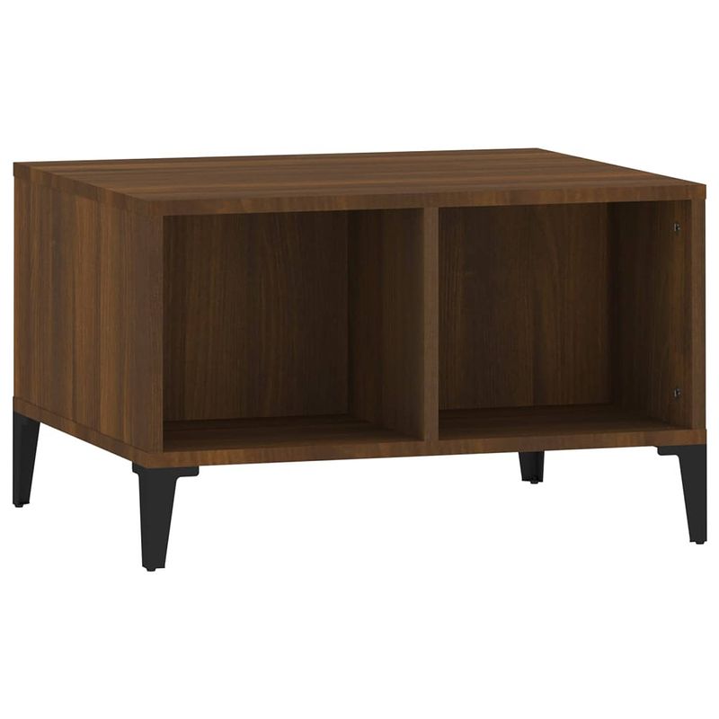 Foto van The living store salontafel bruineiken bewerkt hout - 60 x 50 x 36.5 cm - industriële stijl