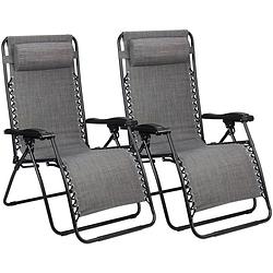 Foto van Abbey camp campingstoelen chaise longue iv grijs 2 stuks