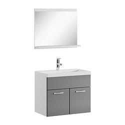 Foto van Badplaats badkamermeubel montreal 02 60cm met spiegel - wit met hoogglans grijs