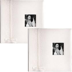 Foto van 2x luxe fotoboek/fotoalbum luna bruiloft/huwelijk met 50 paginas wit 32 x 32 x 5 cm - fotoalbums