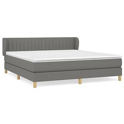 Foto van The living store boxspringbed - donkergrijs - 203x183x78/88 cm - pocketvering matras - middelharde ondersteuning -