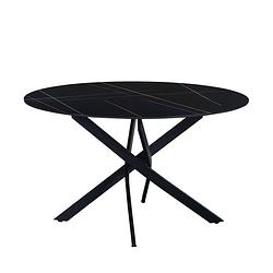 Foto van Ronde eettafel vivian ø130 cm marmerlook zwart spinpoot