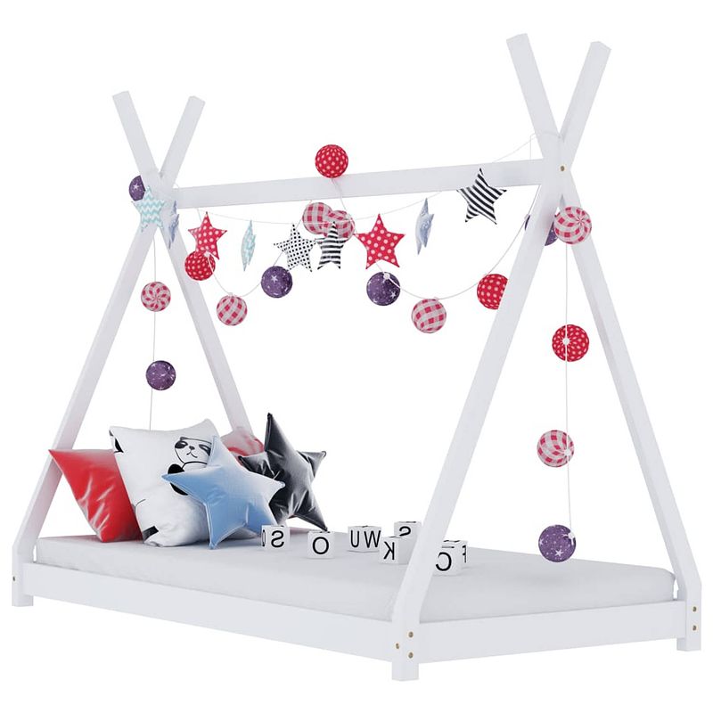 Foto van Vidaxl kinderbedframe massief grenenhout wit 70x140 cm