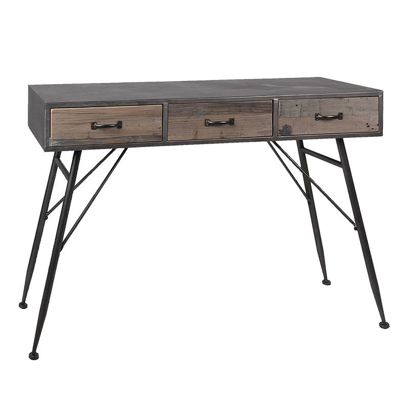 Foto van Clayre & eef sidetable 116*40*80 cm grijs ijzer hout rechthoek wandtafel haltafel console tafel grijs wandtafel