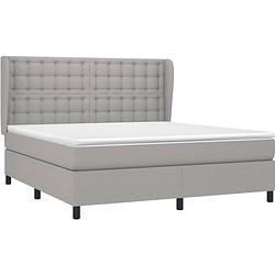 Foto van The living store boxspringbed - lichtgrijs - 203 x 163 x 118/128 cm - pocketvering matras - middelharde ondersteuning -