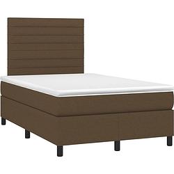 Foto van The living store boxspringbed - donkerbruin - 203x120x118/128 cm - pocketvering matras - incl - topmatras