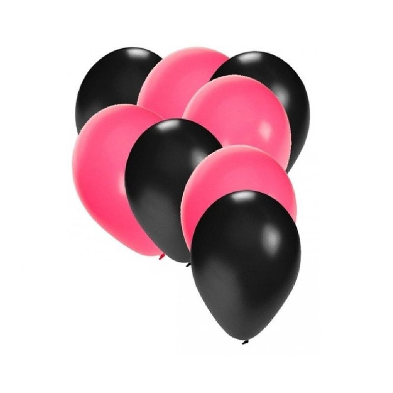 Foto van Zwarte en roze ballonnen 30 stuks - ballonnen