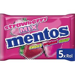 Foto van Mentos aardbeiensmaak chewy dragees 5 x 37, 5g bij jumbo