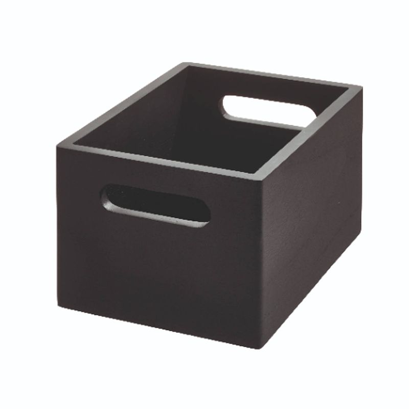 Foto van Idesign - opbergbox met handgrepen, 19 x 25.5 x 15 cm, paulownia hout, zwart - idesign the home edit