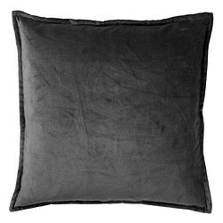 Foto van Dutch decor caith - kussenhoes velvet charcoal grey 50x50 cm - grijs - grijs