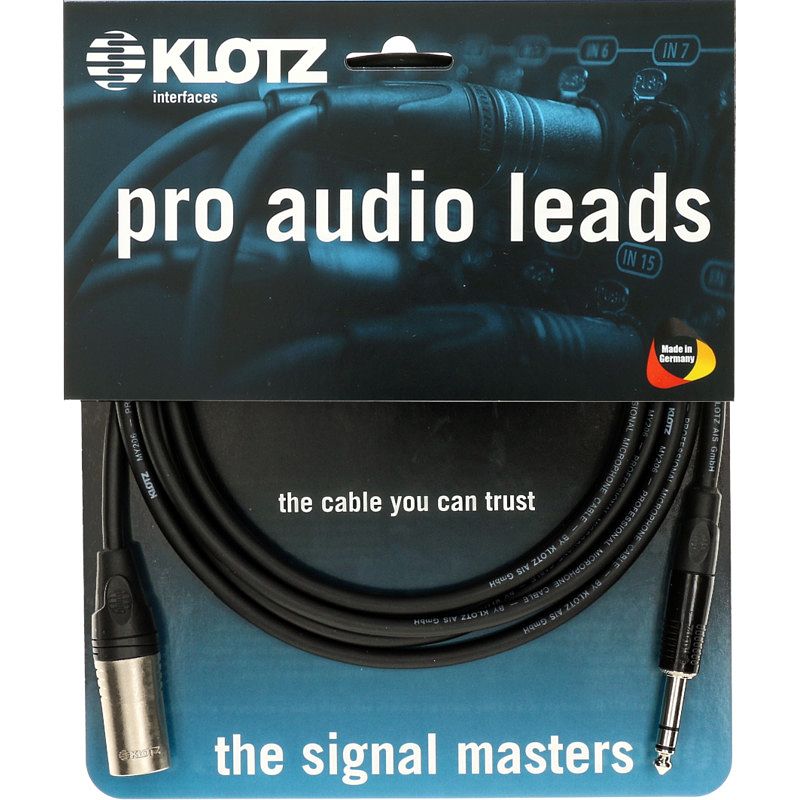 Foto van Klotz m1ms1k0100 microfoonkabel 3p xlr male - 6.35 mm jack 1 m