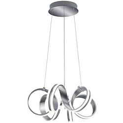 Foto van Led hanglamp - trion katra - 38w - warm wit 3000k - dimbaar - rond - mat grijs - aluminium