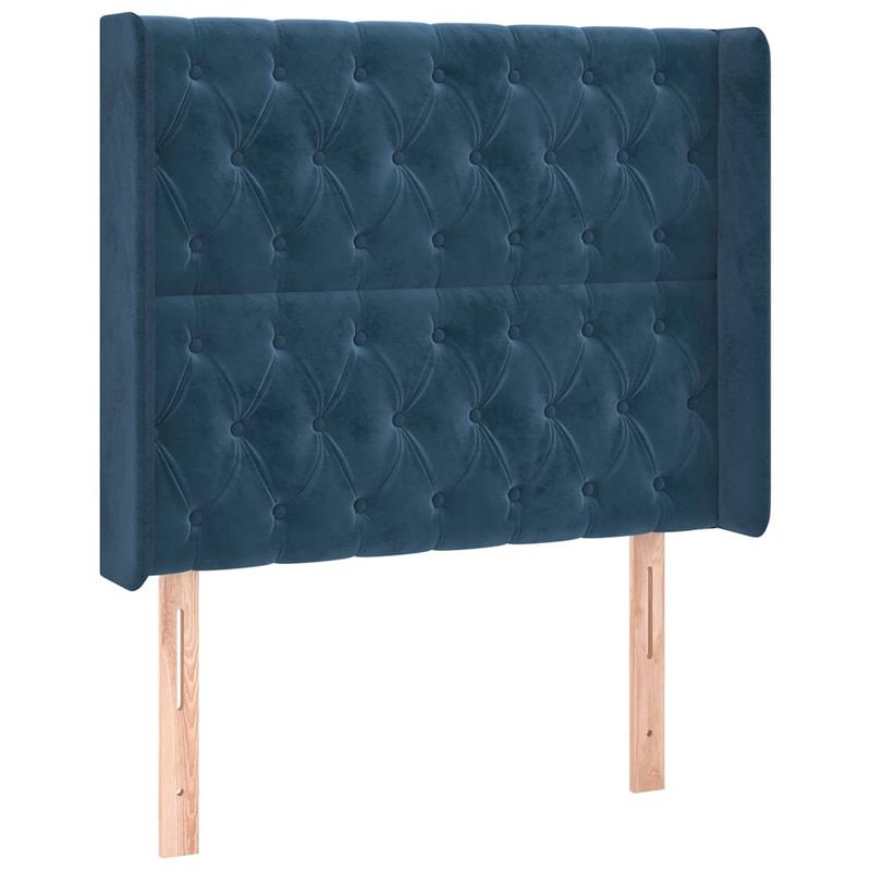 Foto van Vidaxl hoofdbord met randen 103x16x118/128 cm fluweel donkerblauw