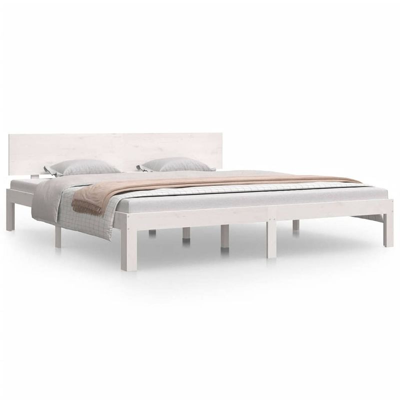 Foto van The living store bedframe s massief grenenhout 205.5 x 183.5 x 69.5 cm - multiplex lattenbodem