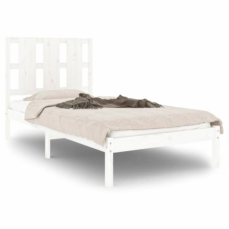 Foto van Vidaxl bedframe massief grenenhout wit 100x200 cm