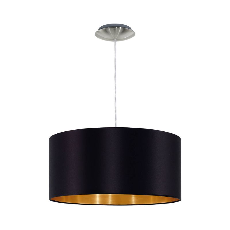 Foto van Eglo maserlo - hanglamp - 1 lichts - ø38cm - nikkel-mat - zwart, goud