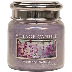 Foto van Village candle geurkaars rosemary lavender 7 cm wax/glas lila