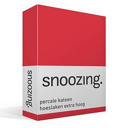 Foto van Snoozing - hoeslaken - percale katoen - extra hoog - 90x210 - rood