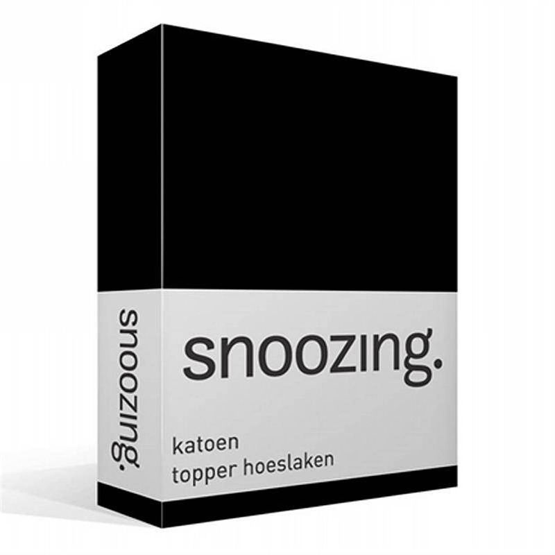 Foto van Snoozing - katoen - topper - hoeslaken - 120x220 - zwart