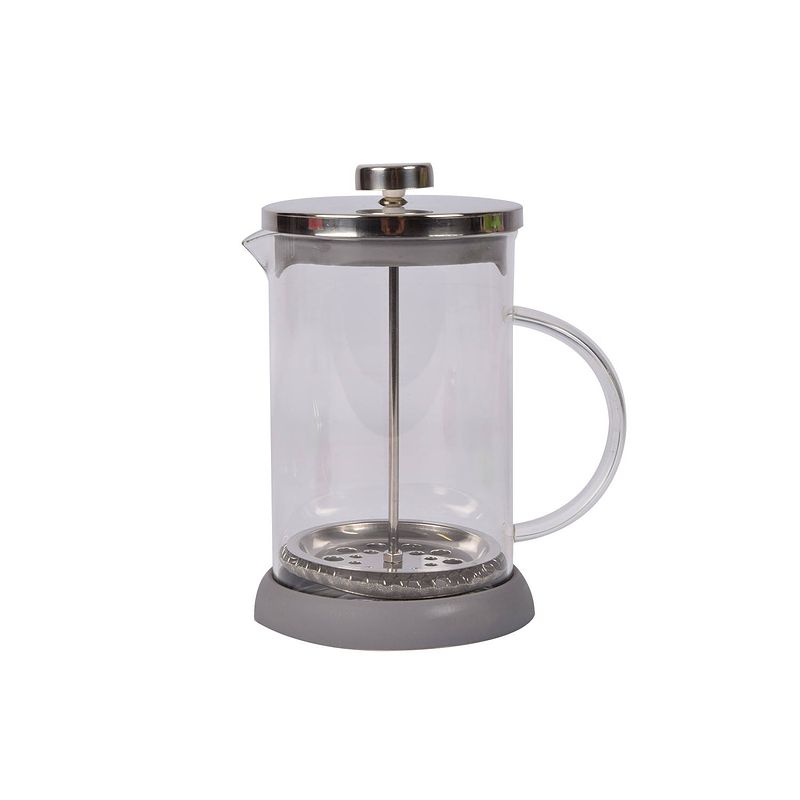 Foto van Cafetière grijze theepot glazen koffiemaker 800 ml ideaal voor 2 kopjes perfect voor thee liefhebbers