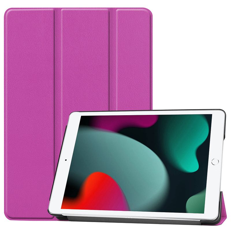 Foto van Basey ipad 10.2 2021 hoes book case hoesje - ipad 10.2 2021 hoesje hard cover case hoes - paars