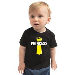 Foto van Zwart princess shirt met kroontje - koningsdag t-shirt voor peuters 98 (13-36 maanden) - feestshirts