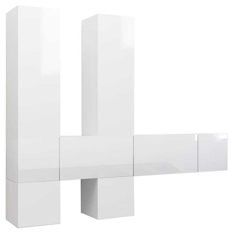 Foto van The living store hangende tv-kasten - hoogglans wit - stevig - duurzaam - verschillende vakken - 2x 30.5x30x30cm - 2x