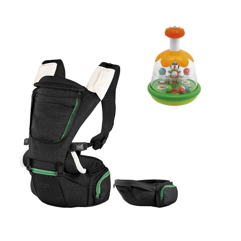 Foto van Chicco bundel - draagzak hip seat - black & speelfigurenset - magische draaitol