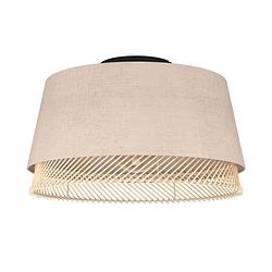 Foto van Eglo tabley plafondlamp - e27 - ø 38 cm - natuur/bruin/zwart - textiel