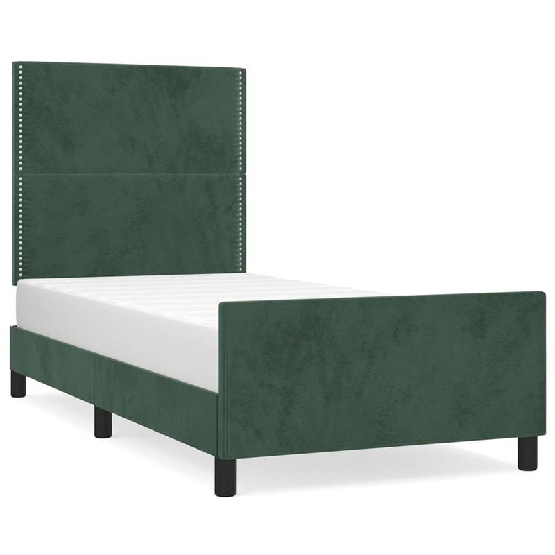 Foto van The living store bedframe donkergroen fluweel - 203x103x118/128 cm - verstelbaar hoofdeinde