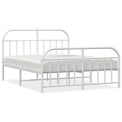 Foto van Vidaxl bedframe met hoofd- en voeteneinde metaal wit 135x190 cm