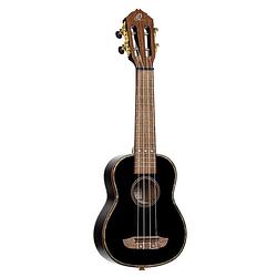 Foto van Ortega ruox-so onyx series soprano size ukulele black sopraan ukelele met gigbag