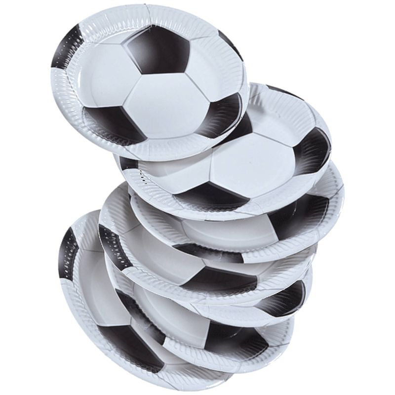 Foto van 16x voetbal bordjes zwart met wit - feestbordjes