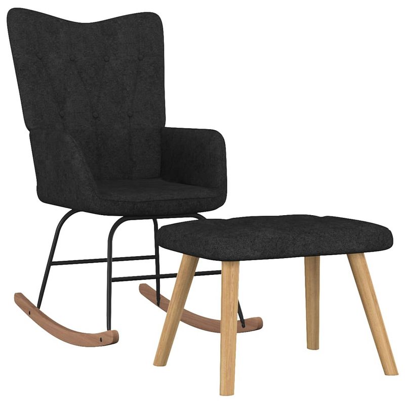 Foto van Vidaxl schommelstoel met voetenbank stof zwart
