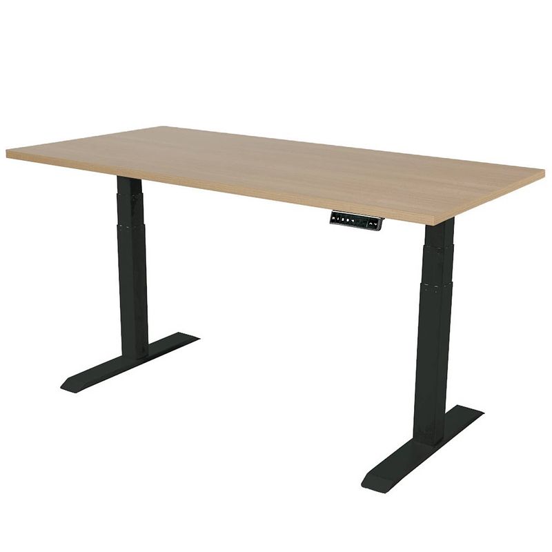 Foto van Elektrisch verstelbaar bureau - 140x80 cm - dual motor - zwart / eiken