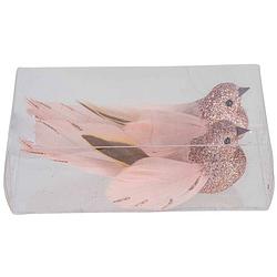 Foto van 2x kerstboomversiering glitter roze vogeltjes op clip 11 cm - kersthangers