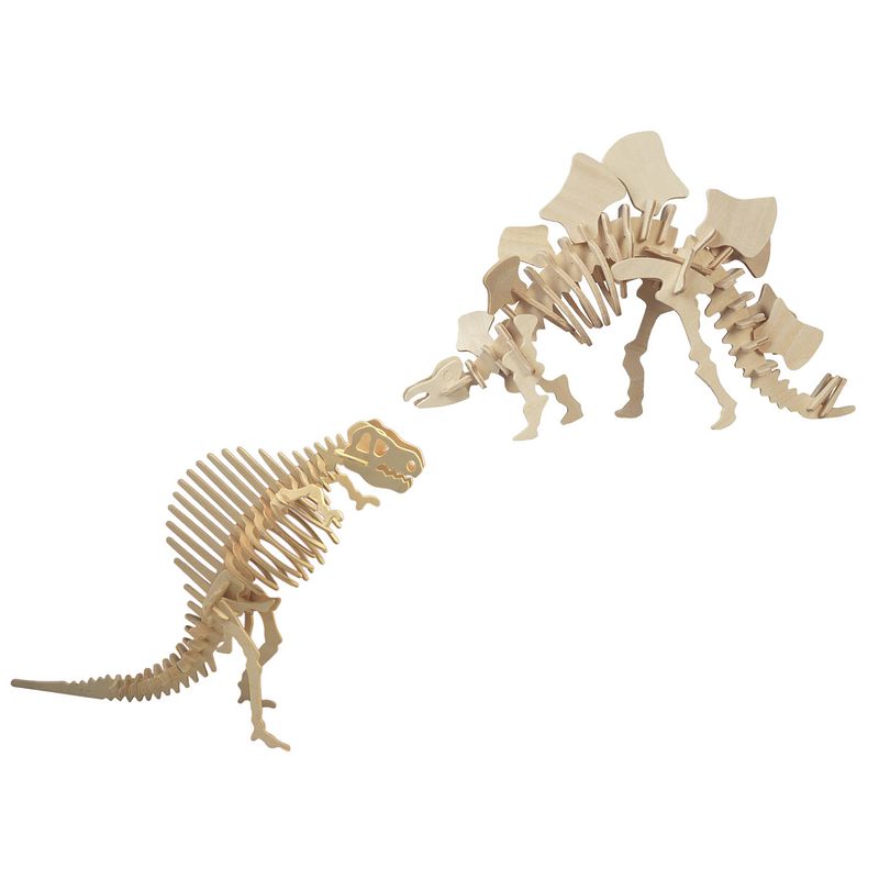 Foto van Houten 3d dino puzzel bouwpakket set spinosaurus en stegosaurus - 3d puzzels