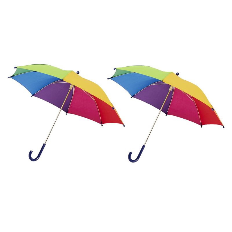 Foto van Set van 2x storm paraplus voor kinderen 77 cm doorsnede gekleurd - paraplu's