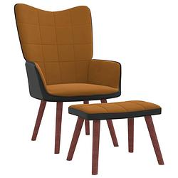 Foto van Vidaxl relaxstoel met voetenbank fluweel en pvc bruin