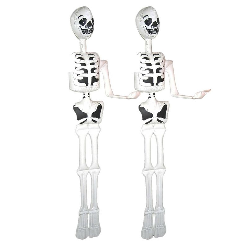 Foto van Opblaasbaar skelet/geraamte 2 stuks halloween decoratie 180 cm - opblaasfiguren