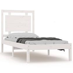 Foto van The living store bedframe - massief grenenhout - wit - 205.5 x 95.5 x 31 cm - geschikt voor 90 x 200 cm matras