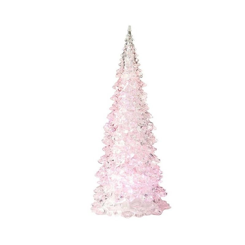 Foto van Verlichte figuren kerstboom lamp roze 22 cm - kerstverlichting figuur