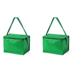 Foto van 2x stuks strand sixpack mini koeltasje groen - koeltas