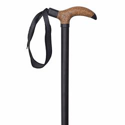 Foto van Gastrock houten wandelstok - beukenhout - zwart - derby handvat - kurk - voor heren en dames - lengte 94 cm